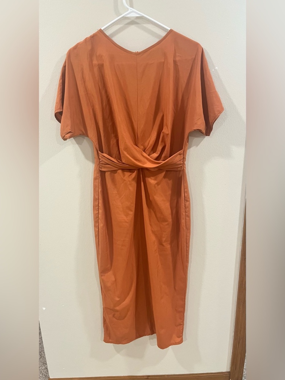 SHEIN Burnt Orange Twist-Front Midi Dress size large
